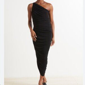 Norma Kamali Diana One-Shoulder Ruched Gown